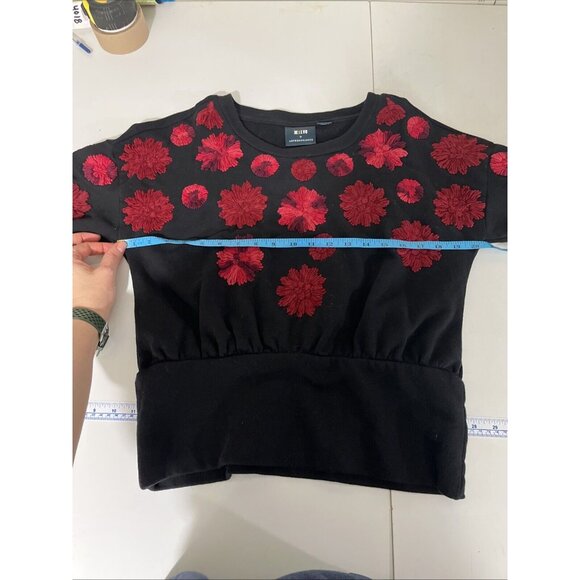 Anthropologie Maeve Embroidered Floral Cotton Sweatshirt Womens Sizes S - Picture 7 of 9